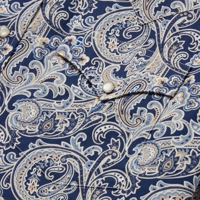 Western Shirts Men Stetson Greenspring Paisley Short Sleeve Western Shirt Blue