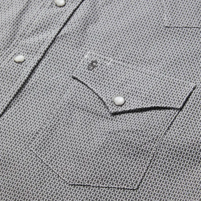 Western Shirts Men Stetson Grey Geo Print Western Shirt Grey