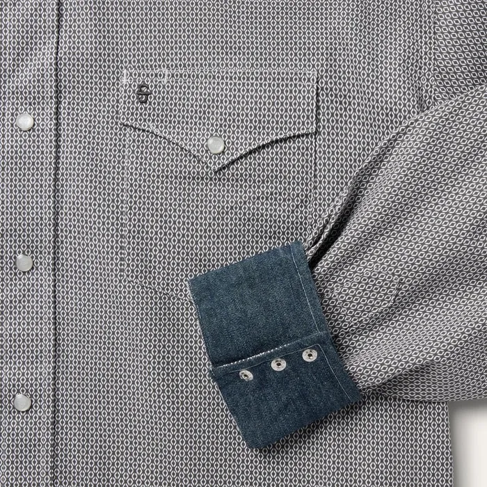 Western Shirts Men Stetson Grey Geo Print Western Shirt Grey