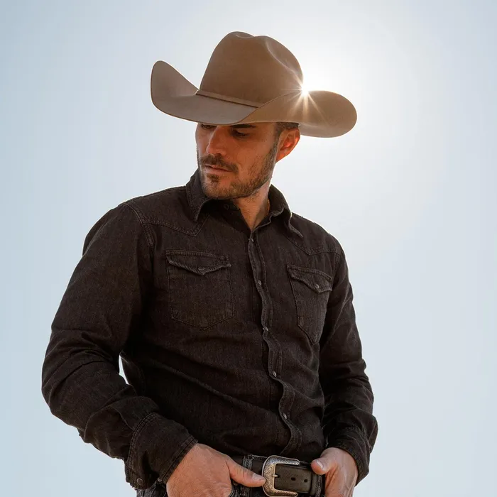 Western Shirts Men Stetson Modern Denim Western Shirt Black