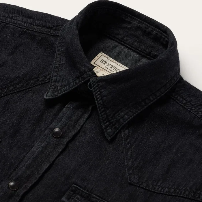 Western Shirts Men Stetson Modern Denim Western Shirt Black