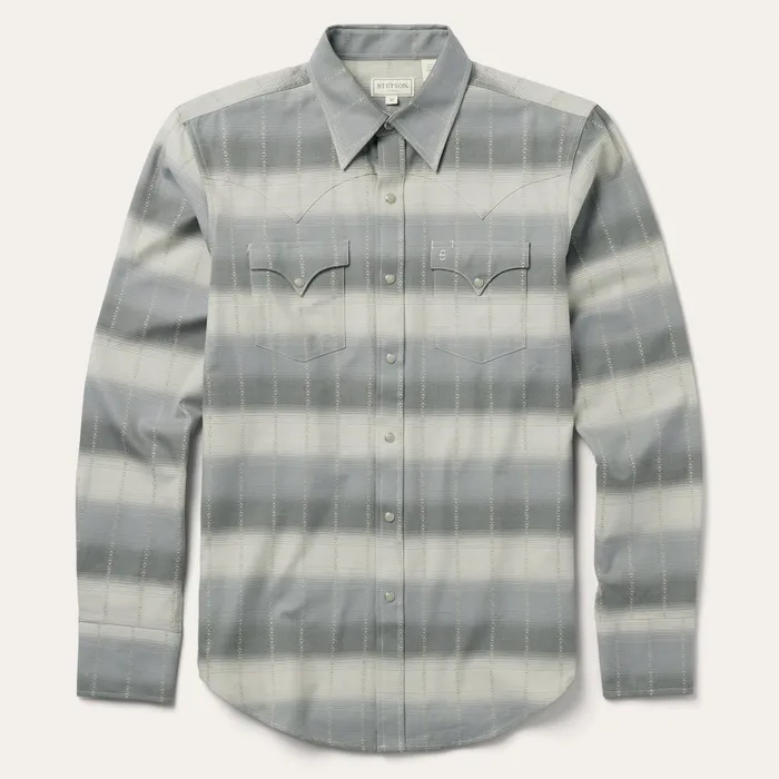 Western Shirts Men Stetson Serape Dobby Twill Western Shirt Brown