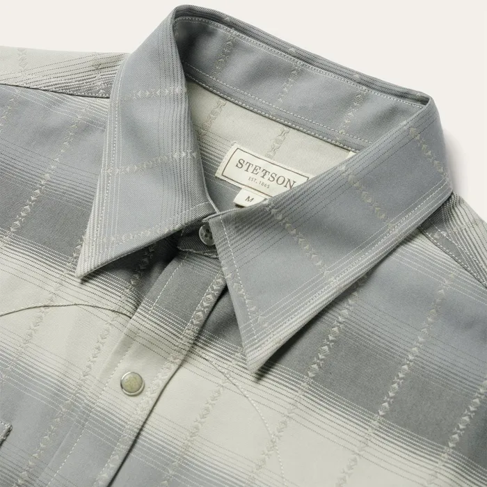 Western Shirts Men Stetson Serape Dobby Twill Western Shirt Brown