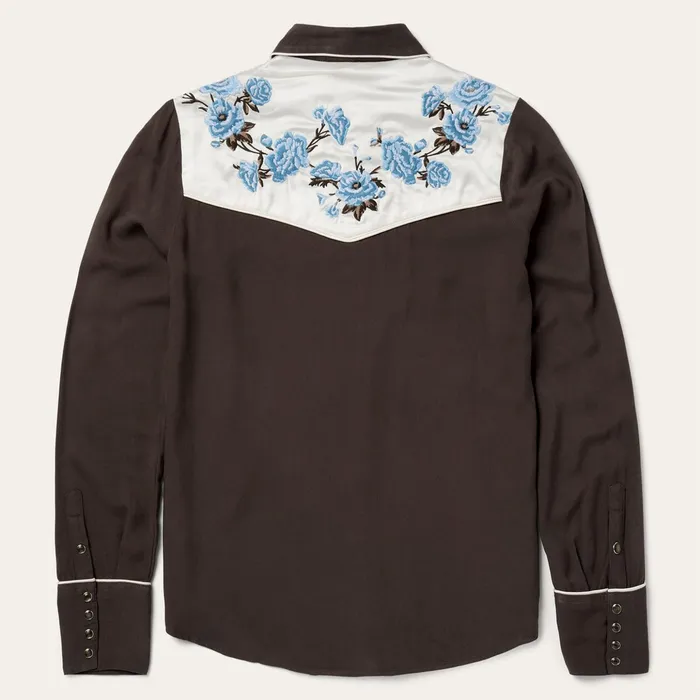 Western Shirts Women Stetson Embroidered Rayon Western Shirt Brown