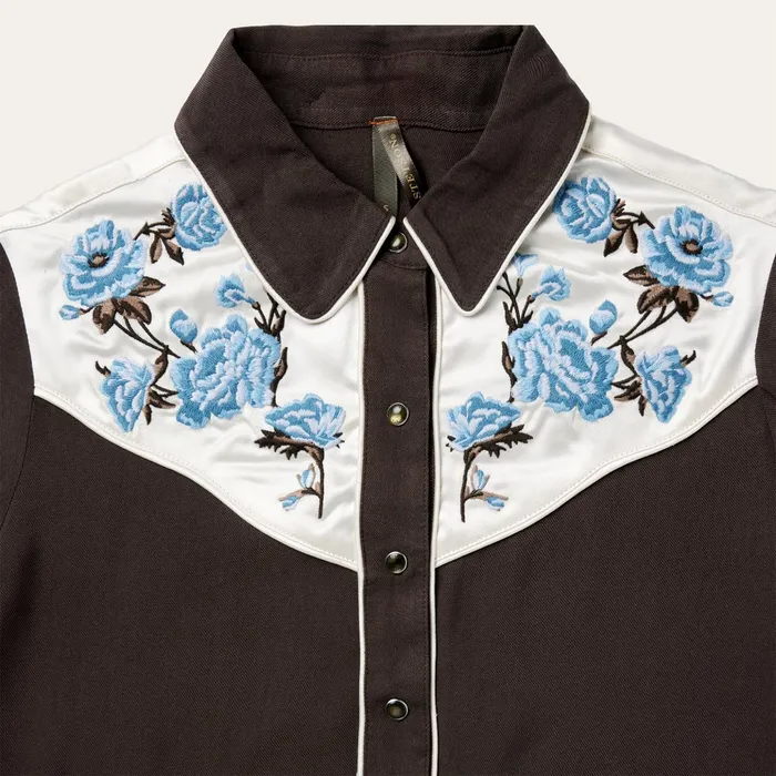 Western Shirts Women Stetson Embroidered Rayon Western Shirt Brown
