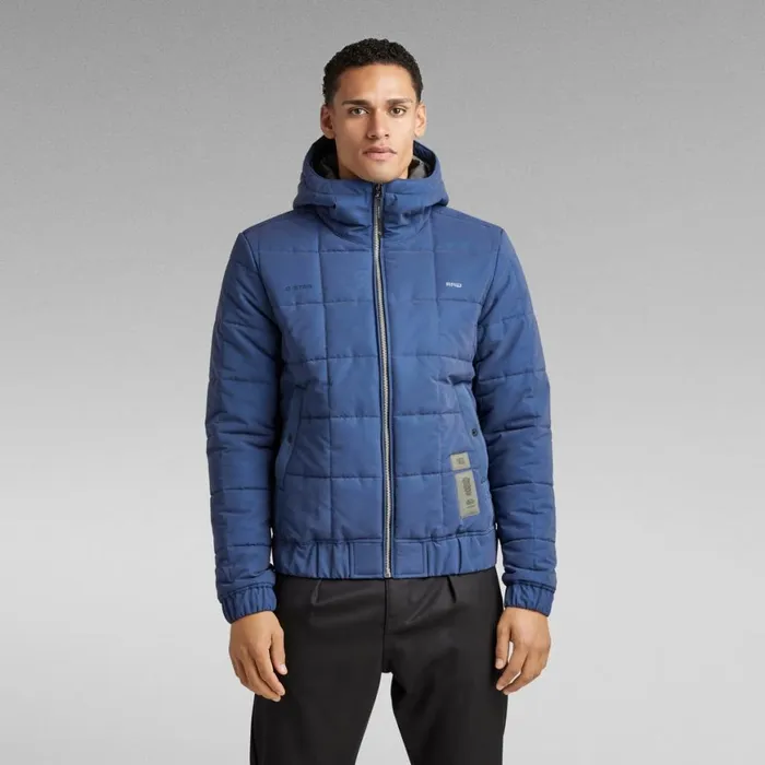 Winter Coats Men GStar RAW Meefic Squared Quilted Hooded Jacket Reflective Sea Blue Winter Coats Men GStar RAW Meefic Squared Quilted Hooded Jacket Reflective Sea Blue
