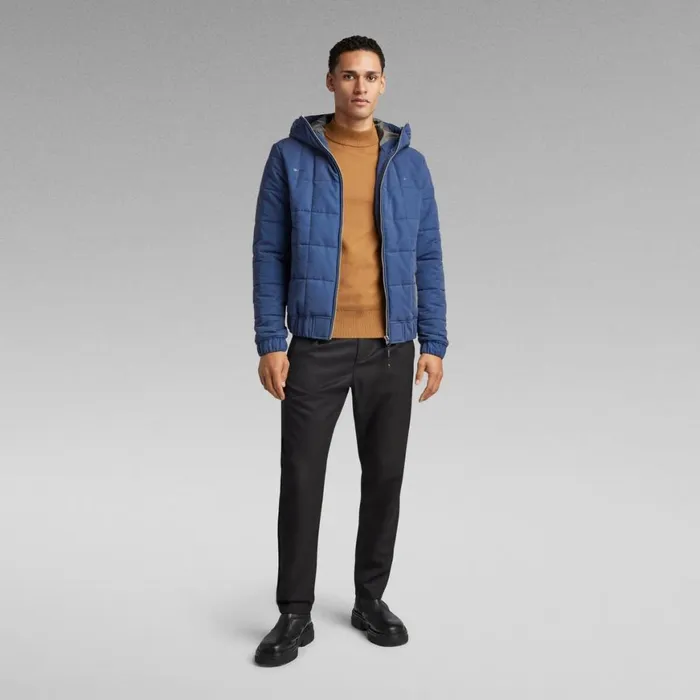 Winter Coats Men GStar RAW Meefic Squared Quilted Hooded Jacket Reflective Sea Blue