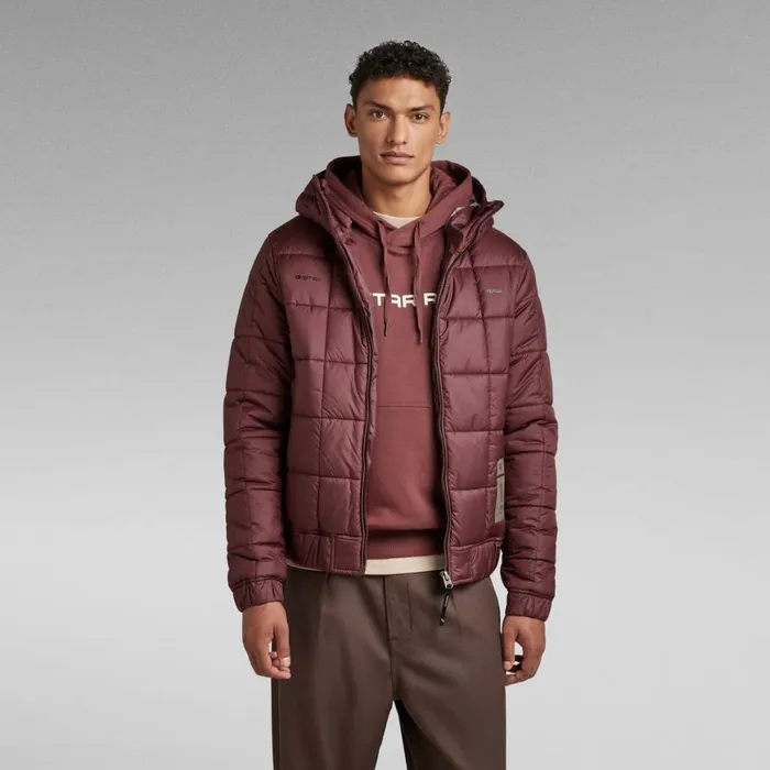 Winter Coats Men GStar RAW Meefic Squared Quilted Hooded Jacket Vineyard Wine Winter Coats Men GStar RAW Meefic Squared Quilted Hooded Jacket Vineyard Wine