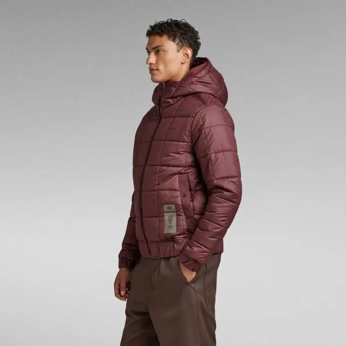 Winter Coats Men GStar RAW Meefic Squared Quilted Hooded Jacket Vineyard Wine