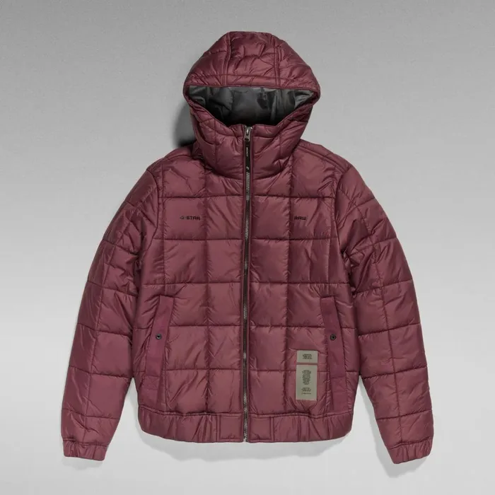 Winter Coats Men GStar RAW Meefic Squared Quilted Hooded Jacket Vineyard Wine