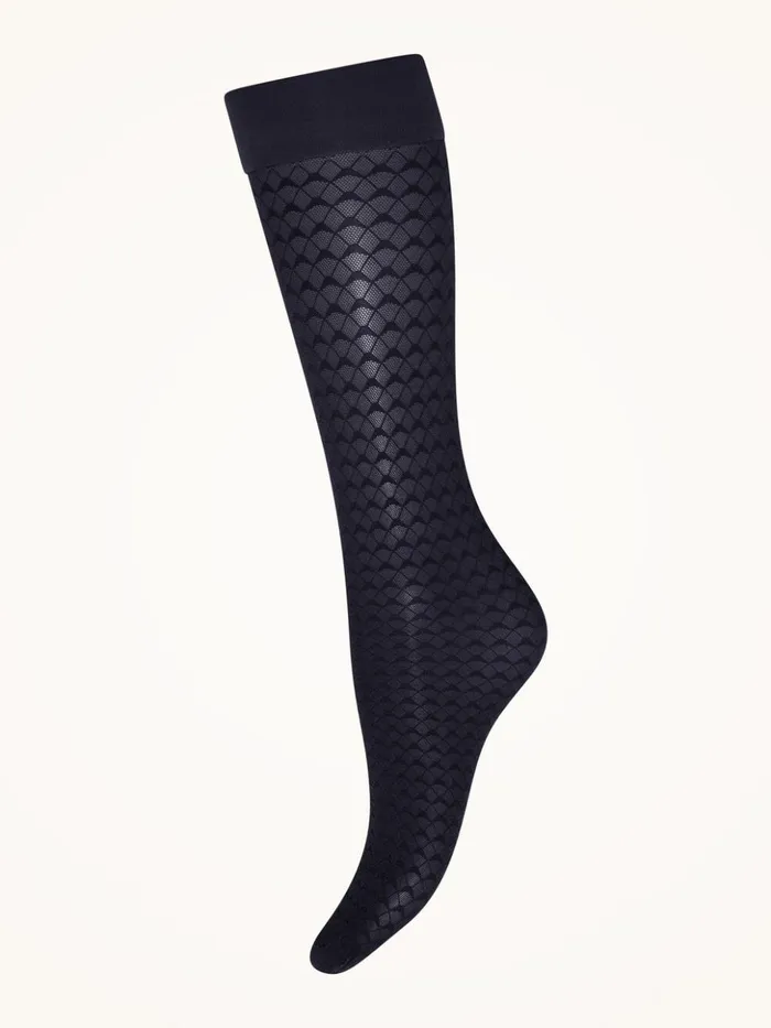 Wolford Graphic Pattern KneeHighs Deep Night Women ThighHighs and KneeHighs