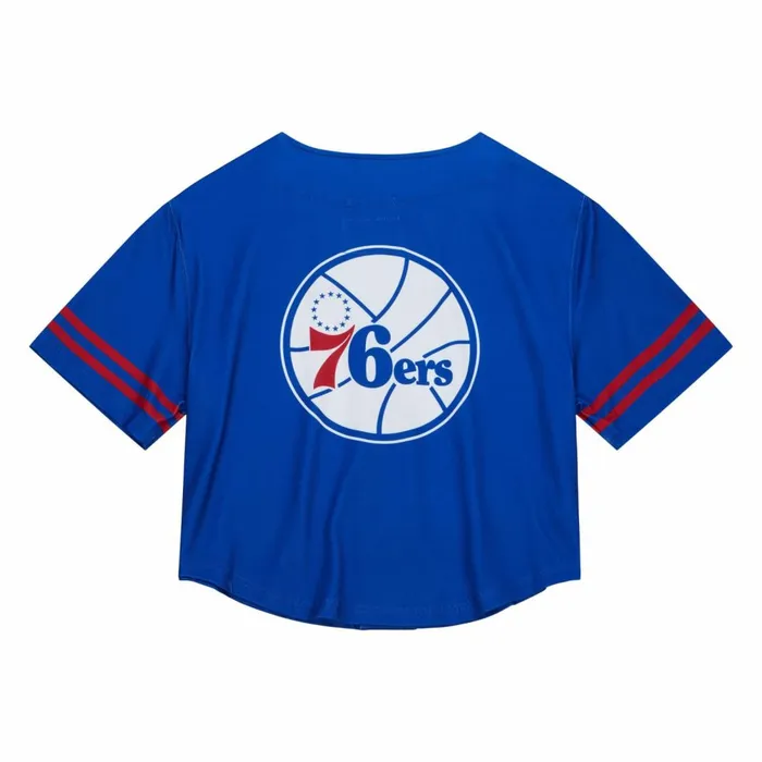 Women039s TShirts and Tops Mitchell and Ness Women039s SS Button Crop Philadelphia 76ers Women039s TShirts and Tops Mitchell and Ness Women039s SS Button Crop Philadelphia 76ers