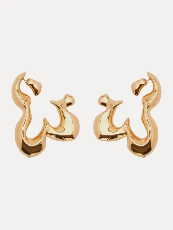 Women Abstract Flower Hoop Earrings Gold Oscar De La Renta Earrings