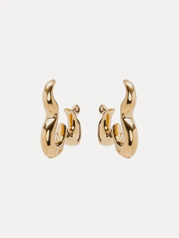 Women Abstract Flower Hoop Earrings Gold Oscar De La Renta Earrings Women Abstract Flower Hoop Earrings Gold Oscar De La Renta Earrings