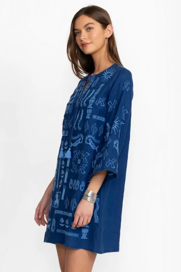 Women ACANTHA KIMONO SLEEVE RELAXED DRESS Sailor Blue Johnny Was Dresses
