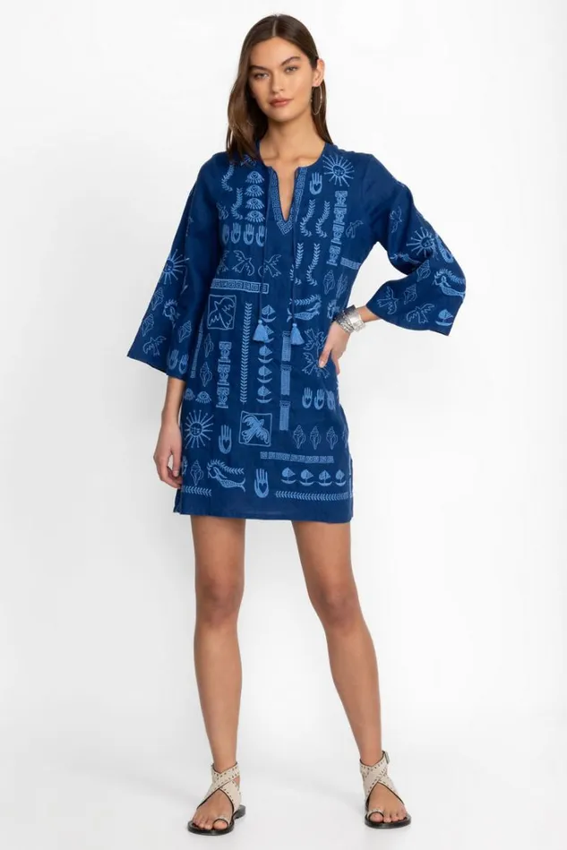 Women ACANTHA KIMONO SLEEVE RELAXED DRESS Sailor Blue Johnny Was Dresses