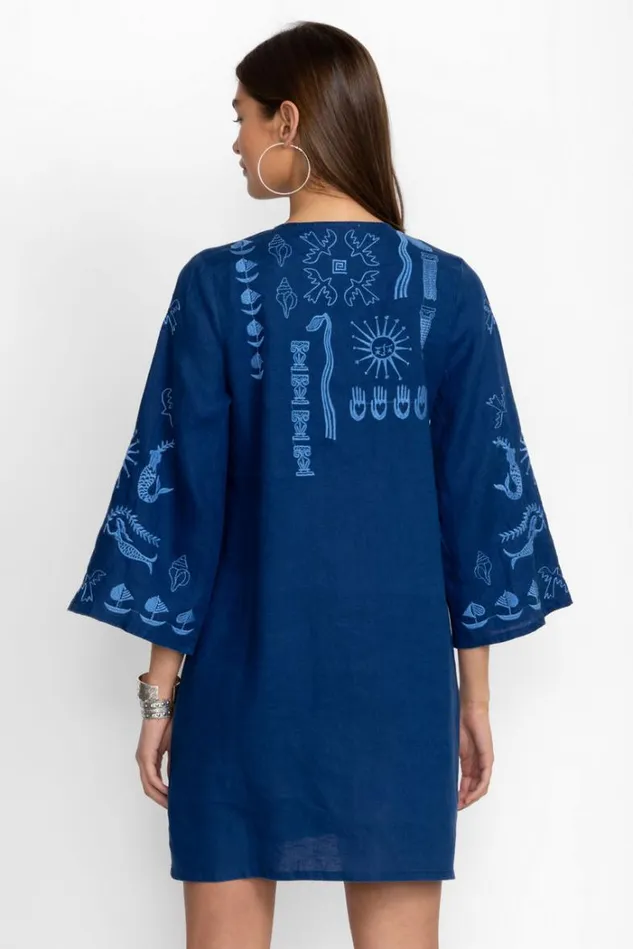 Women ACANTHA KIMONO SLEEVE RELAXED DRESS Sailor Blue Johnny Was Dresses