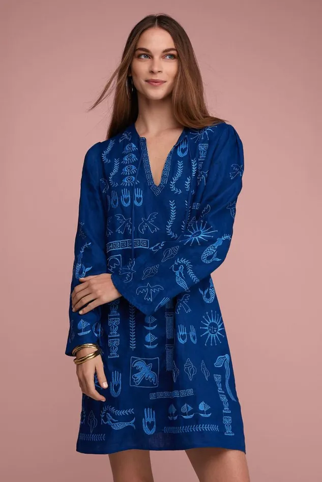 Women ACANTHA KIMONO SLEEVE RELAXED DRESS Sailor Blue Johnny Was Dresses
