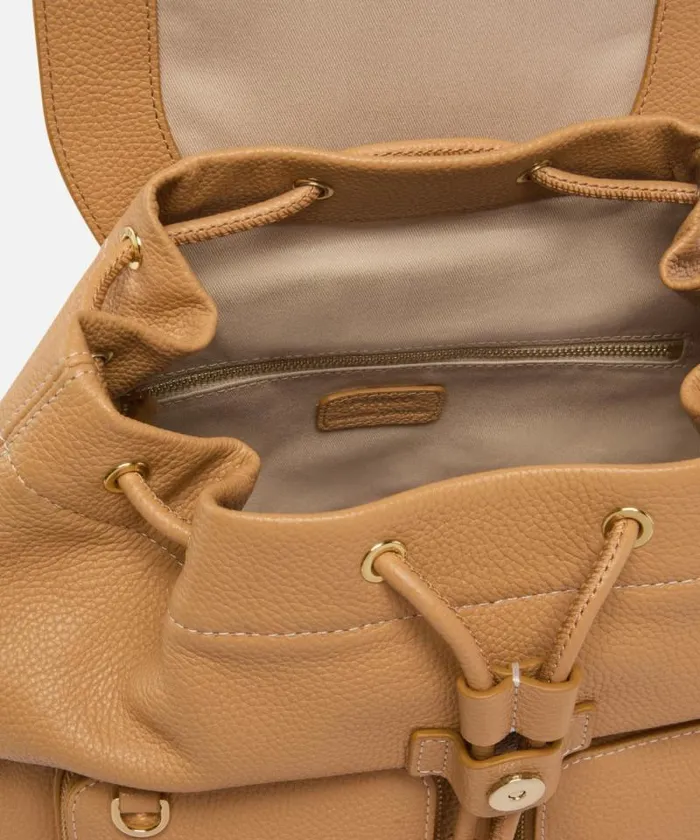 Women Backpacks Pinko Multipocket Backpack In Tumbled Leather Nougatantiquegold Women Backpacks Pinko Multipocket Backpack In Tumbled Leather Nougatantiquegold