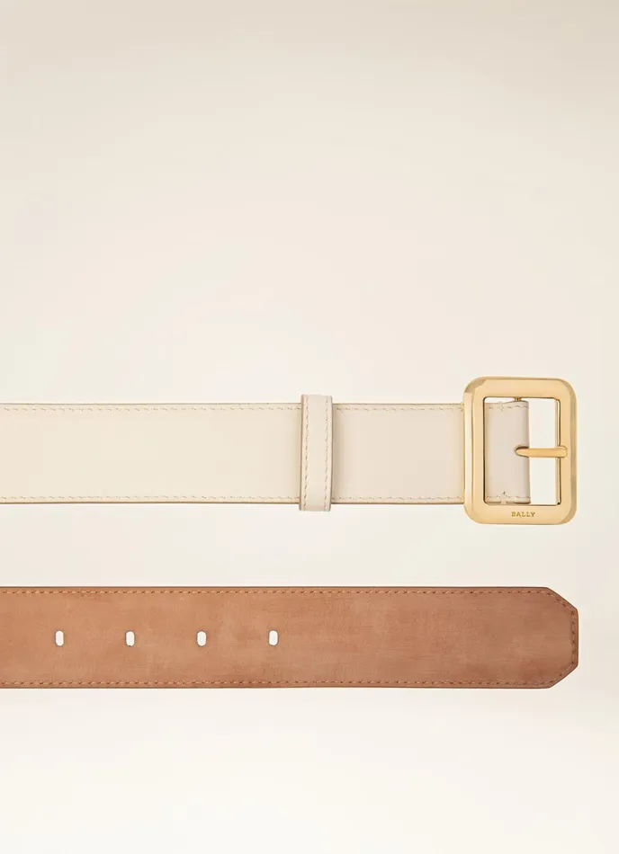 Women Bally Belts Janelle 8211 Leather 35mm Belt In Bone