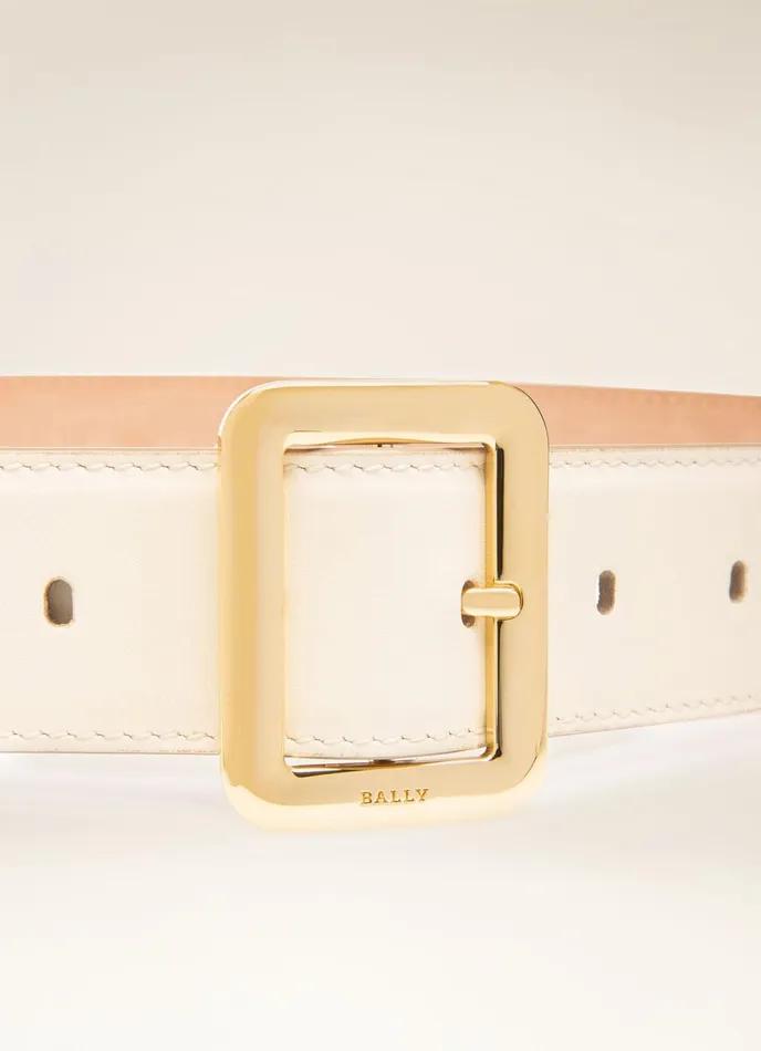 Women Bally Belts Janelle 8211 Leather 35mm Belt In Bone