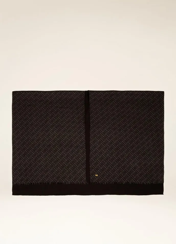 Women Bally Scarves BChain Poncho 8211 Virgin Wool Accessory In Grey and Black