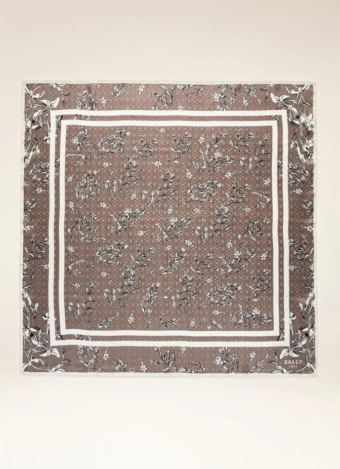 Women Bally Scarves Floral Carr 8211 Silk Scarf In Taupe