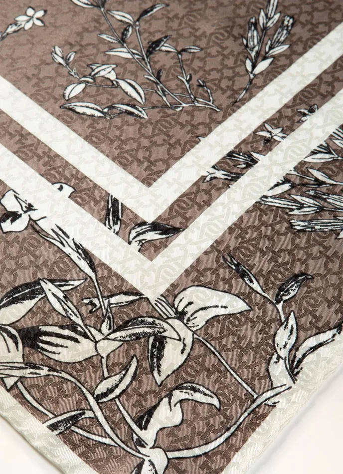 Women Bally Scarves Floral Carr 8211 Silk Scarf In Taupe