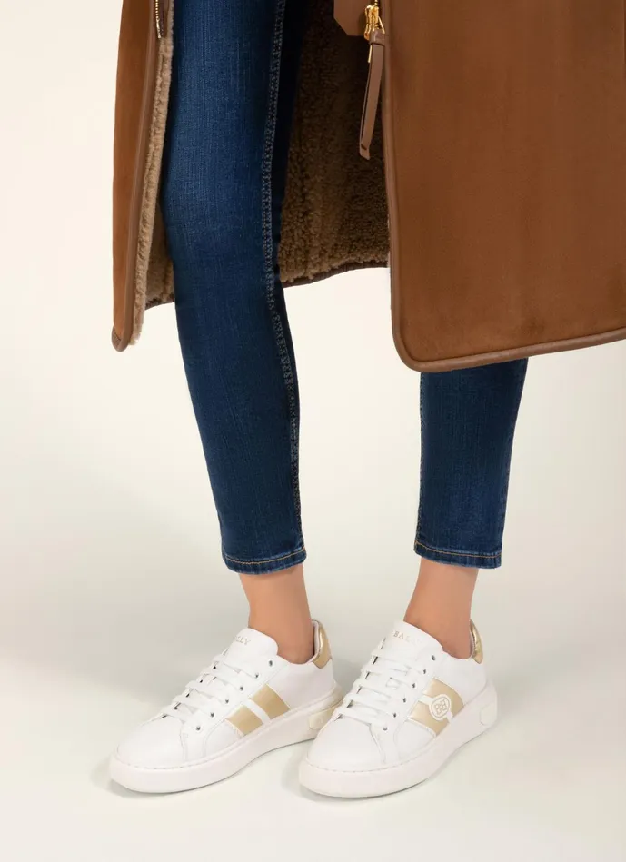 Women Bally Sneakers Mikki 8211 Leather Sneakers In White and Platinum