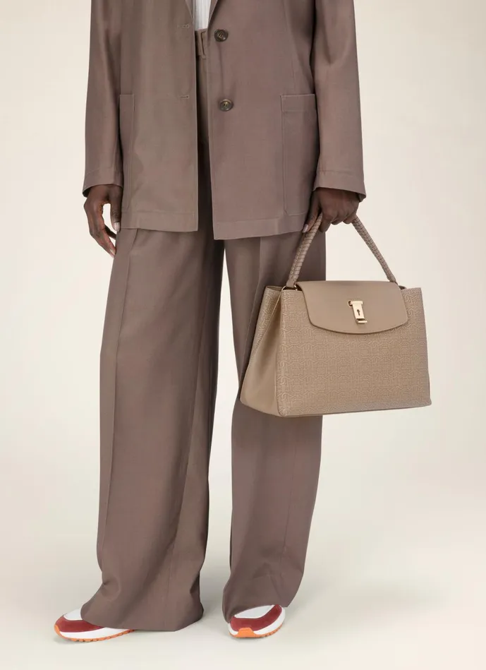 Women Bally Top Handle Bags Layka 8211 Leather Top Handle Bag In Taupe