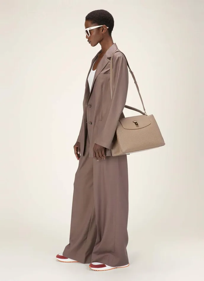 Women Bally Top Handle Bags Layka 8211 Leather Top Handle Bag In Taupe