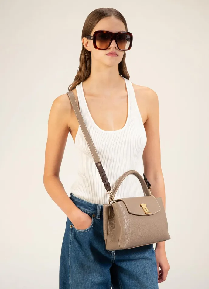 Women Bally Top Handle Bags Layka Small 8211 Leather Top Handle Bag In Brown
