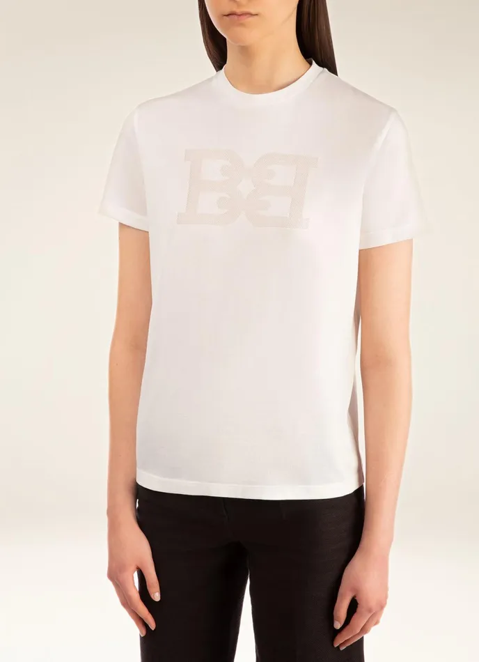 Women Bally Tops BChain TShirt 8211 Cotton Top In White