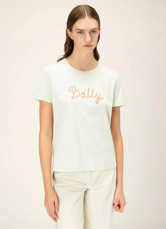 Women Bally Tops Logo Tshirt 8211 Cotton Top In Bone