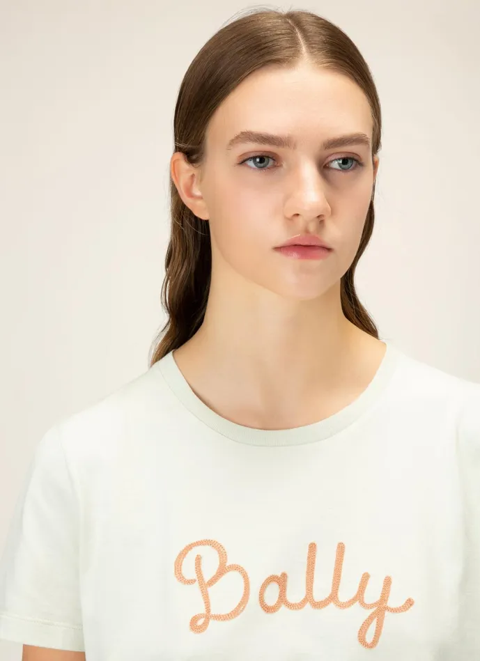 Women Bally Tops Logo Tshirt 8211 Cotton Top In Bone