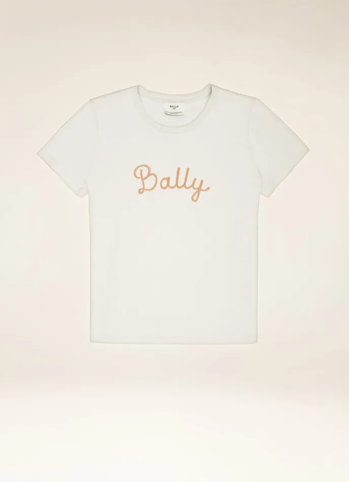 Women Bally Tops Logo Tshirt 8211 Cotton Top In Bone