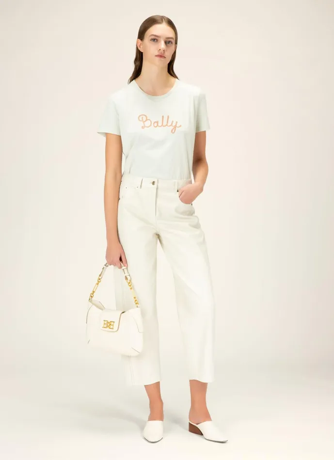 Women Bally Tops Logo Tshirt 8211 Cotton Top In Bone