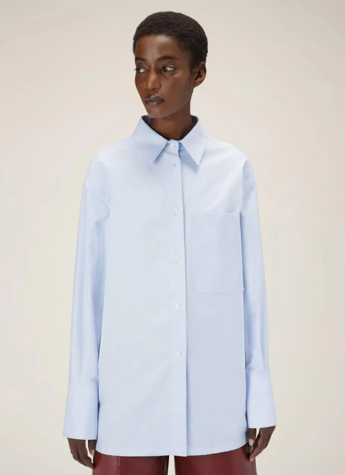Women Bally Tops LongSleeve Shirt 8211 Cotton Top In Blue
