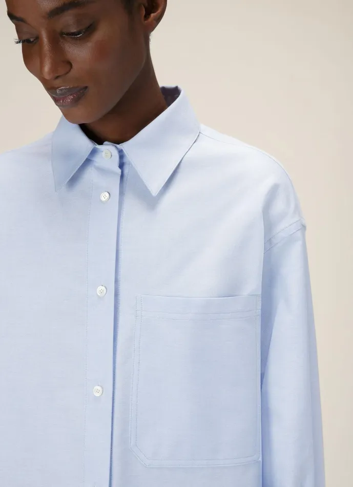 Women Bally Tops LongSleeve Shirt 8211 Cotton Top In Blue