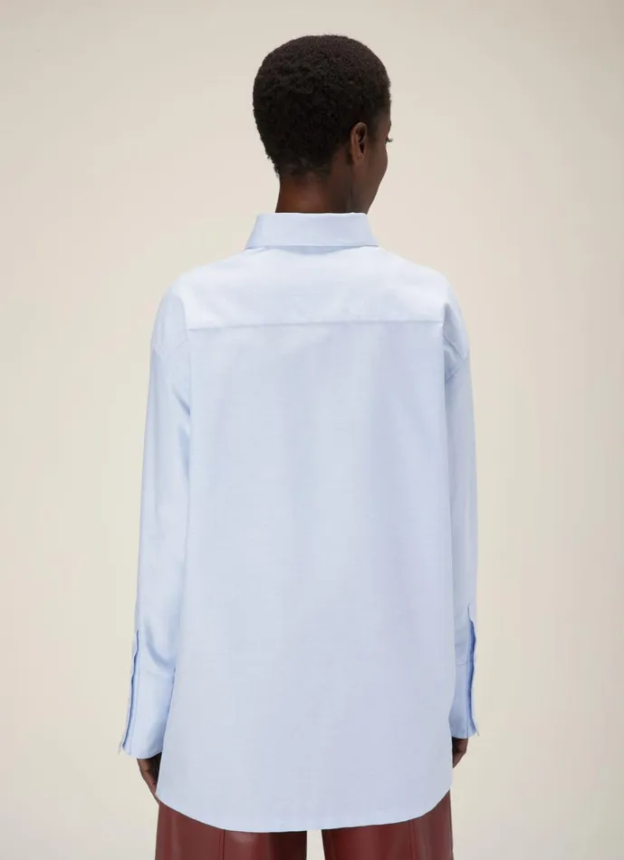 Women Bally Tops LongSleeve Shirt 8211 Cotton Top In Blue