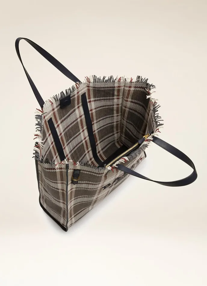 Women Bally Tote Bags Crystalia XL 8211 Leather Tote In Taupe and Midnight