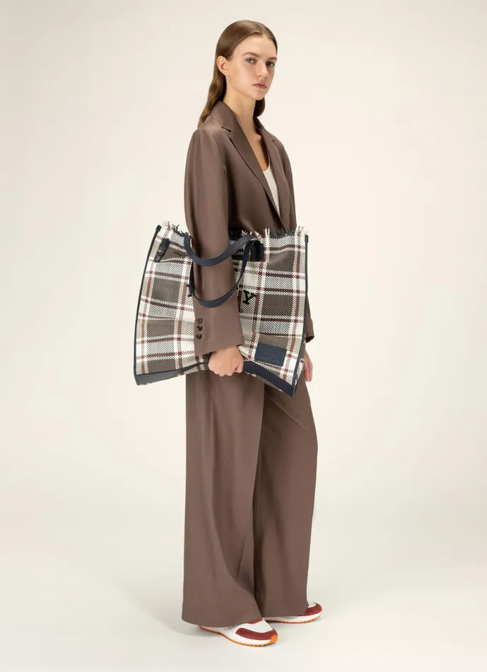 Women Bally Tote Bags Crystalia XL 8211 Leather Tote In Taupe and Midnight