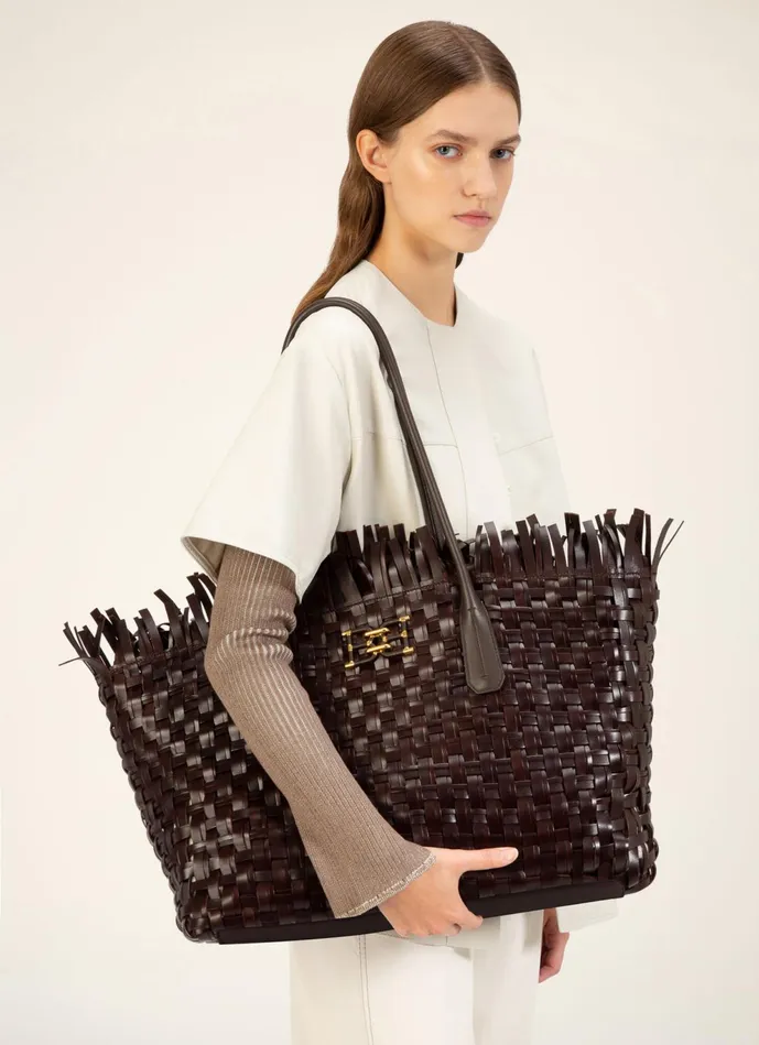 Women Bally Tote Bags Handby 8211 Leather Tote In Dark Brown