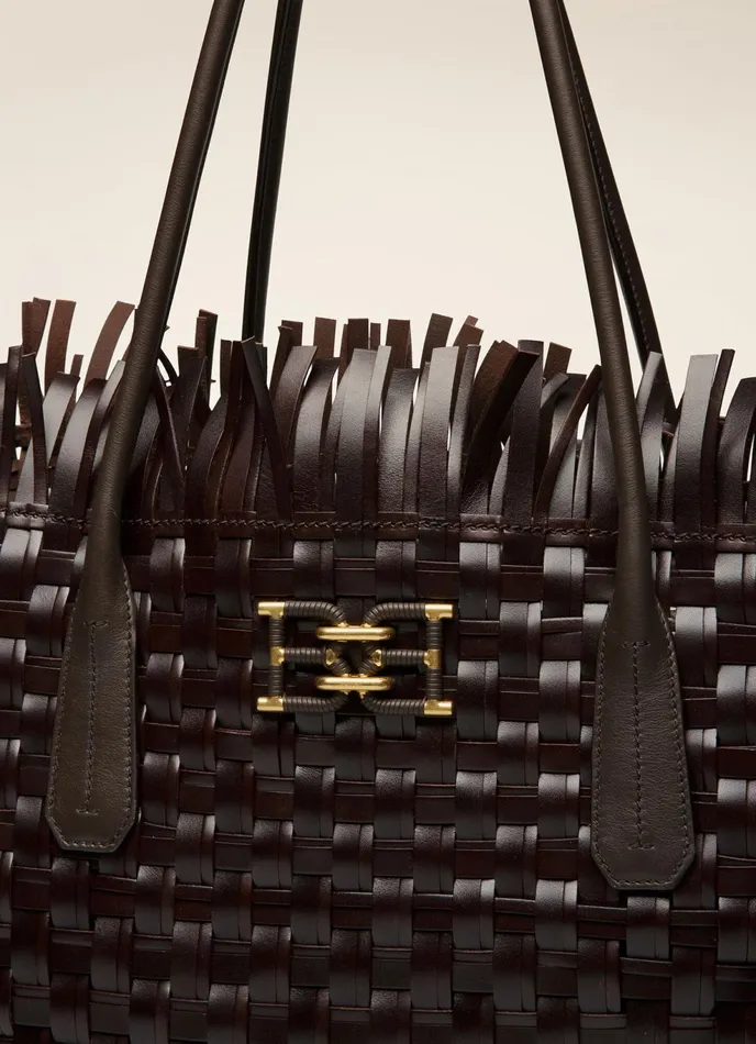 Women Bally Tote Bags Handby 8211 Leather Tote In Dark Brown