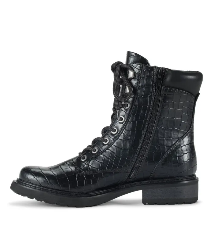 Women Baretraps Booties Holden Lace Up Bootie Black Croco Women Baretraps Booties Holden Lace Up Bootie Black Croco