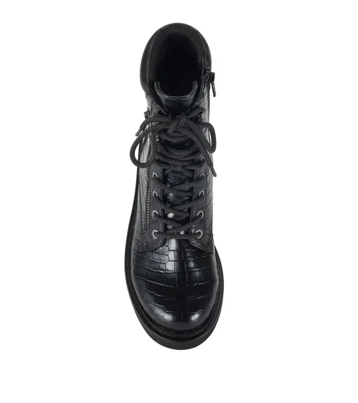 Women Baretraps Booties Holden Lace Up Bootie Black Croco Women Baretraps Booties Holden Lace Up Bootie Black Croco