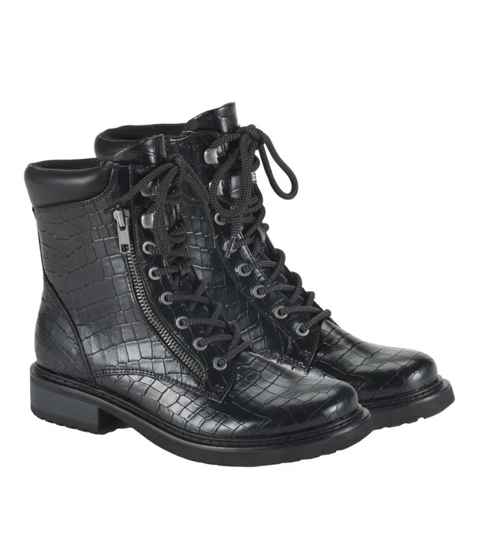 Women Baretraps Booties Holden Lace Up Bootie Black Croco Women Baretraps Booties Holden Lace Up Bootie Black Croco