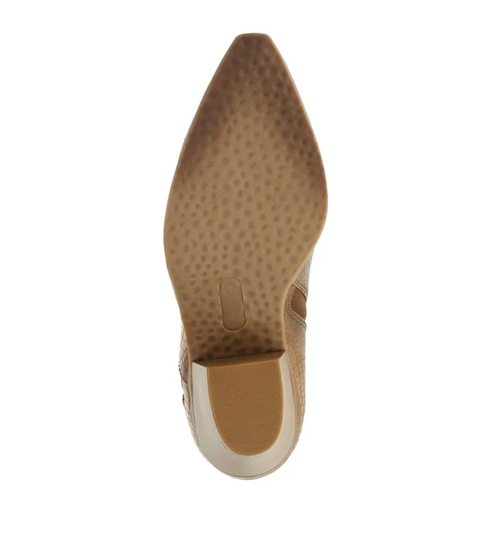 Women Baretraps Booties Yanah Block Heel Ankle Bootie Dark Almond