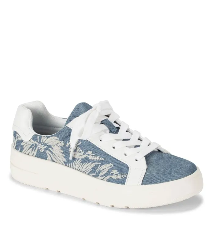 Women Baretraps Flats and Loafers Nishelle Lace Up Sneaker Light Bluewhite Flower