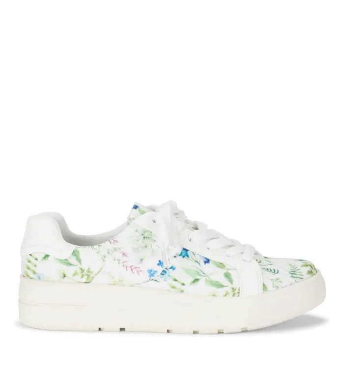 Women Baretraps Flats and Loafers Nishelle Lace Up Sneaker Whitemulti Flower Canvas Women Baretraps Flats and Loafers Nishelle Lace Up Sneaker Whitemulti Flower Canvas